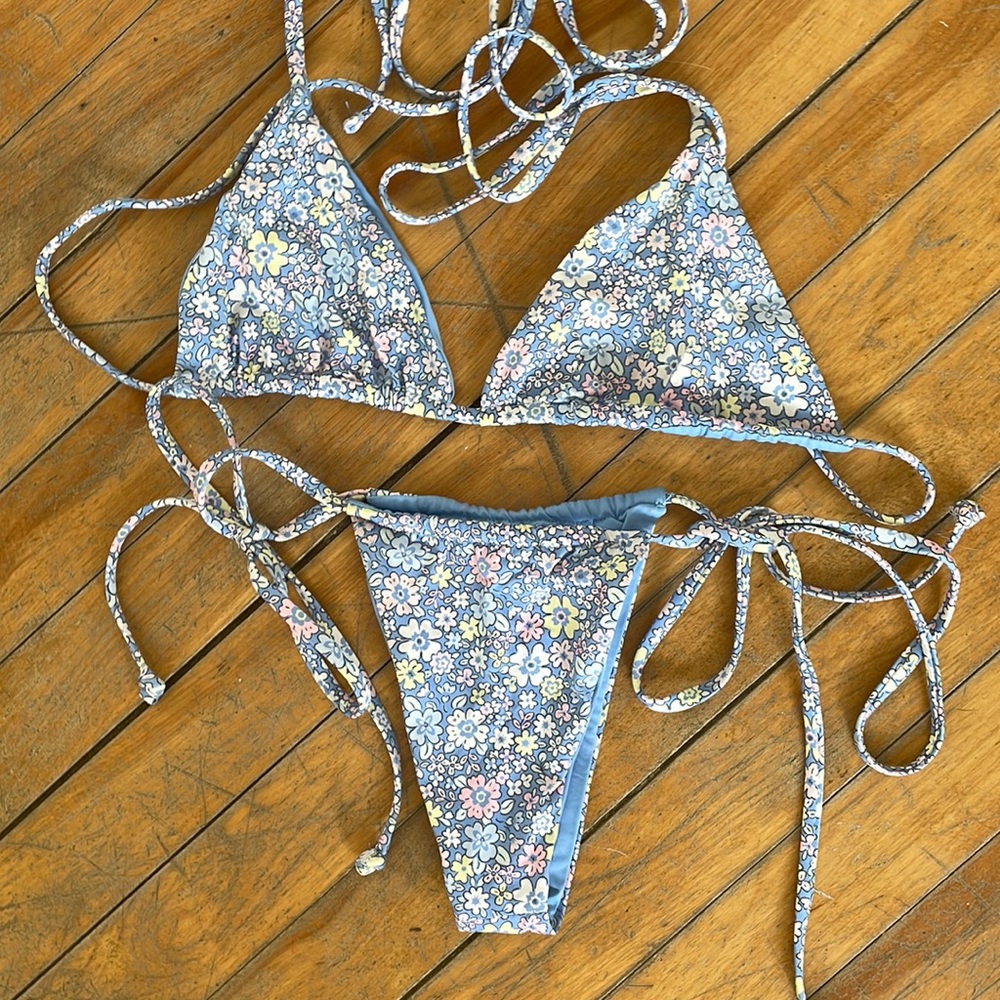 Tia blue multi floral print Frankie’s bikinis bikini